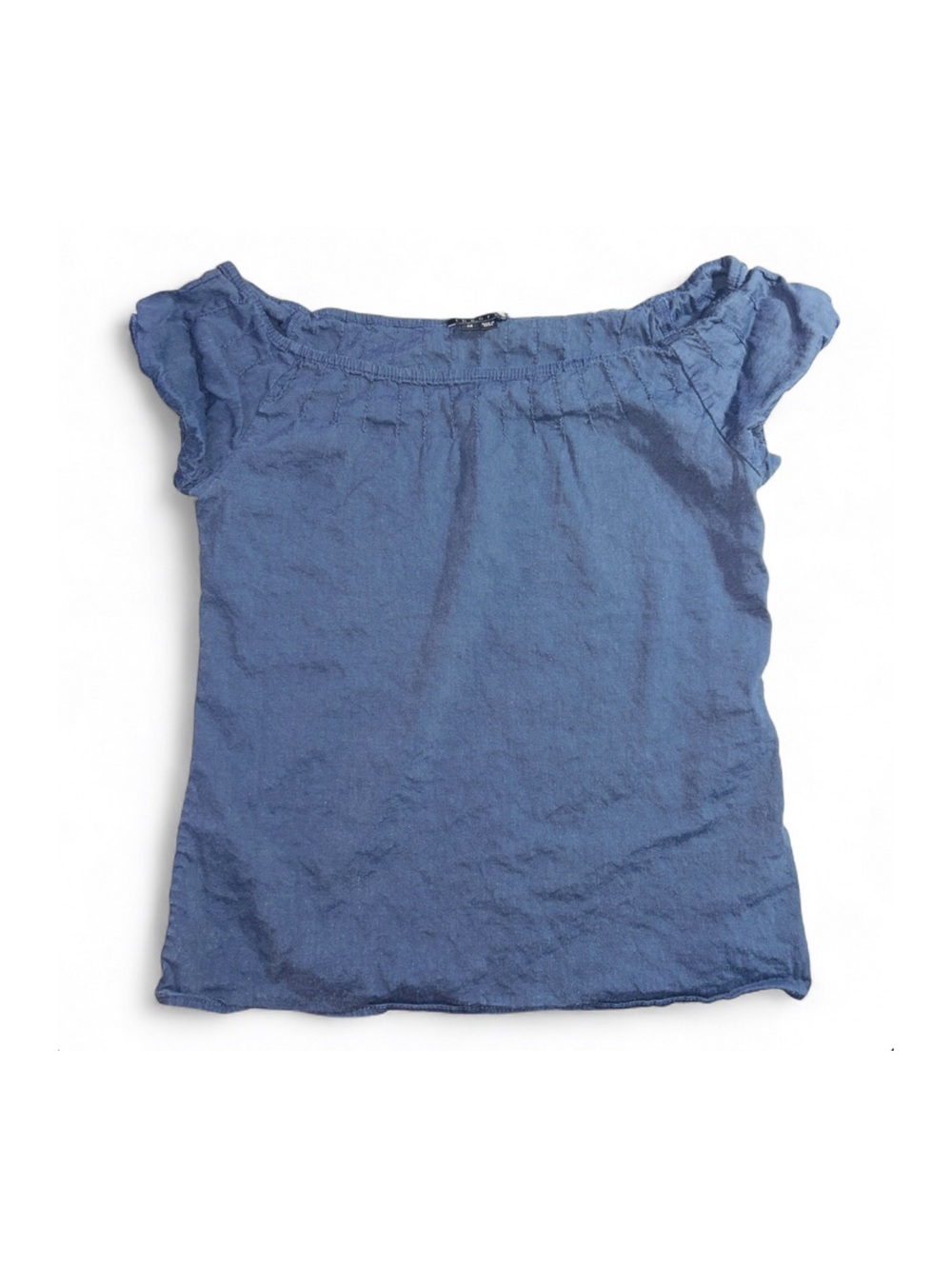Theory Blue Linen Short Sleeve Top